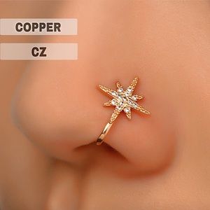⚜️𝟯𝟬%𝗢𝗙𝗙 𝗯𝘂𝗻𝗱𝗹𝗲𝘀 𝟯+⚜️ NEW CZ Gold Star Fake Nose Ring